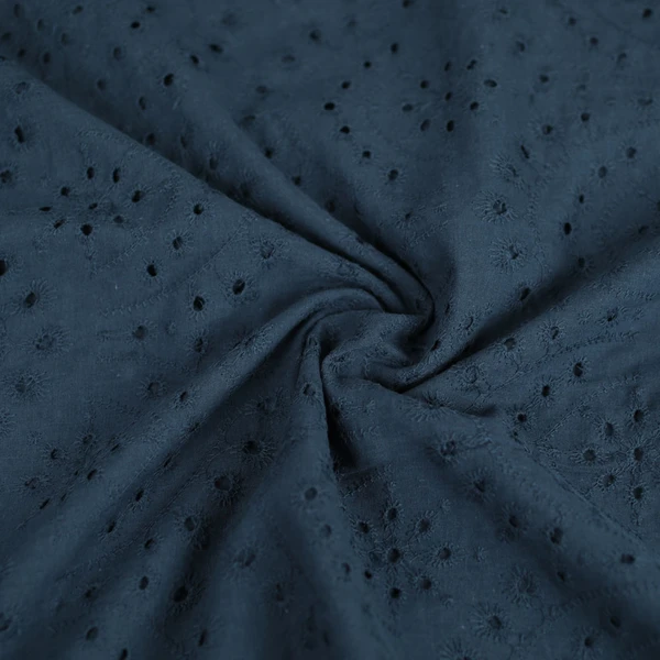 Tissu coton brodé à motif graphique marine | Pour couture d'habits de poids léger