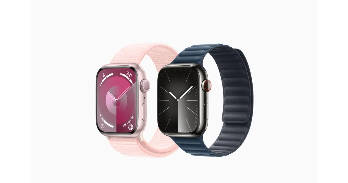 Apple Watch Series 9 GPS, Boîtier en aluminium rose de 41 mm, Boucle Sport Pride Edition