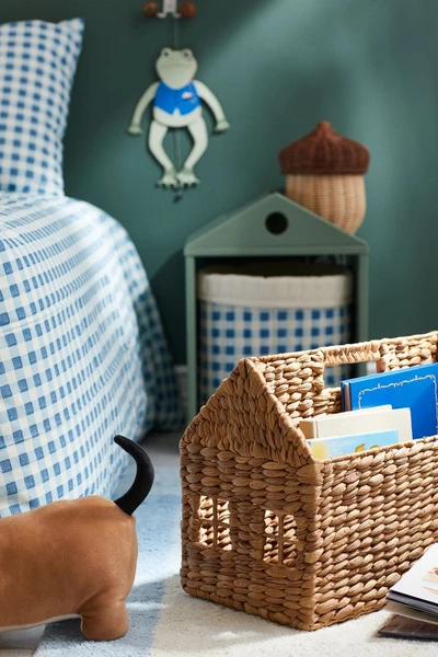 Panier de rangement tressé pour livres