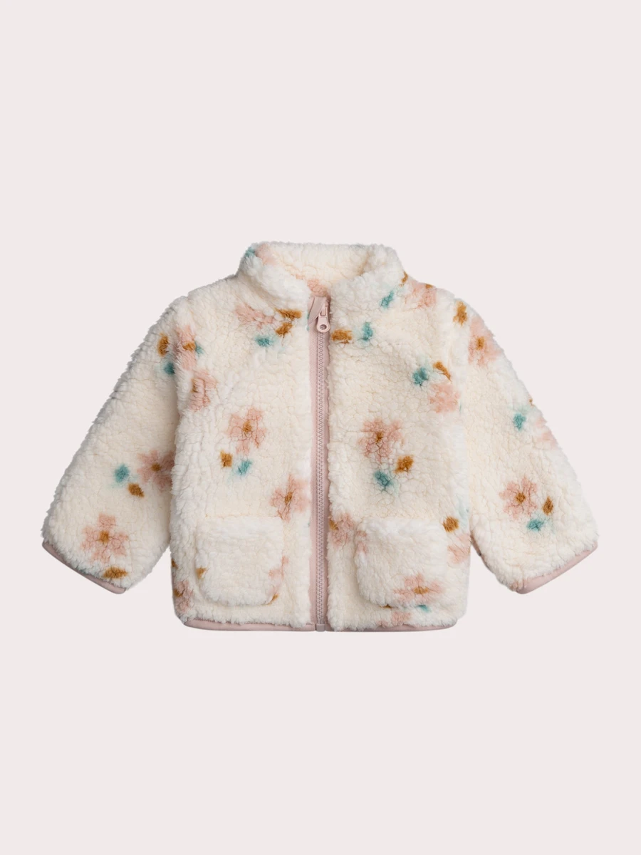 Veste en fausse fourrure à fleurs pour bébé fille