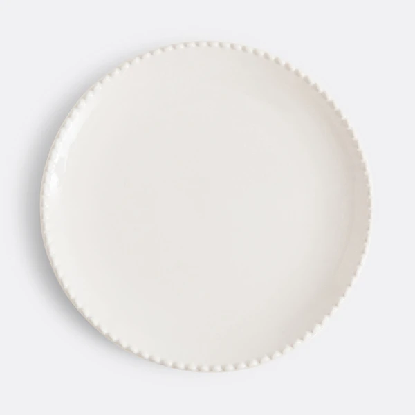 Lot 4 assiettes plates en grès liseré perlé, Akoya