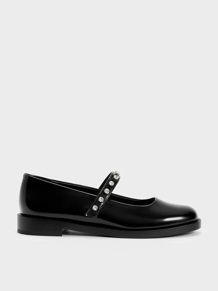 Mary Jane ornées de strass noir box | CHARLES & KEITH