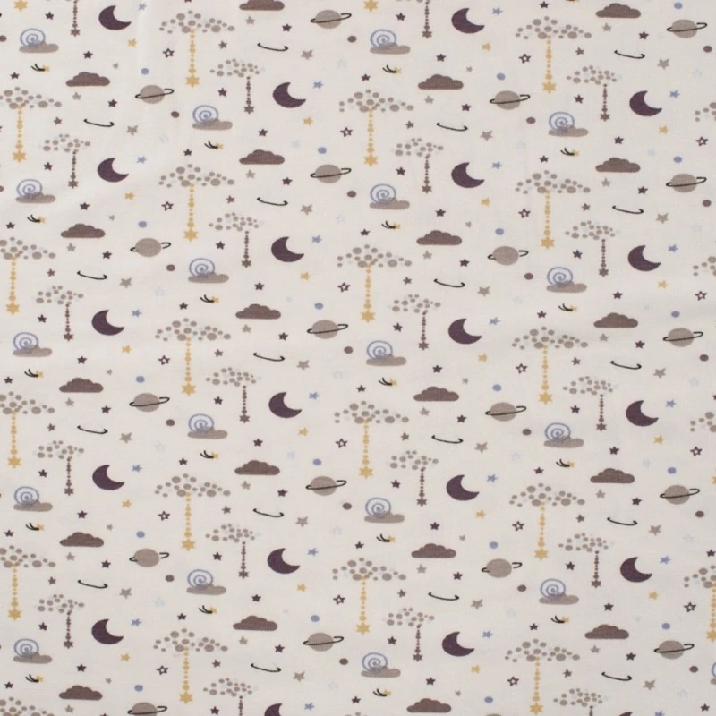 Tissu Jersey Coton Sleepy Night Taupe - Tissus des Ursules