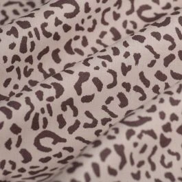 Tissu popeline coton léopard chocolat rose