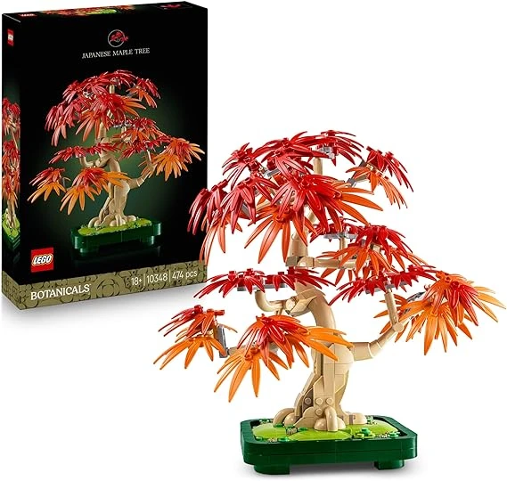 LEGO Botanicals Bonsaï d’Érable Rouge du Japon - Kit de Construction Adulte - Plante Artificielle avec Feuilles Rouges et Oranges - Pot Constructible - Idée Cadeau - Décoration Intérieure DIY 10348