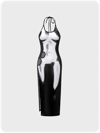 Y2K Red Body Print Asymmetrical Design Out The Body Dress Midi Dress