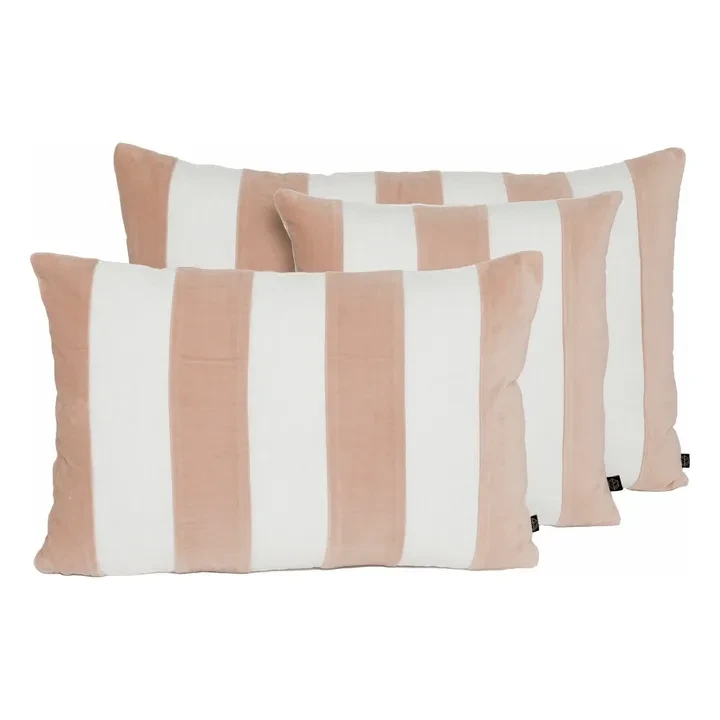 Housse de coussin en lin et velours Perth | Rose poudré