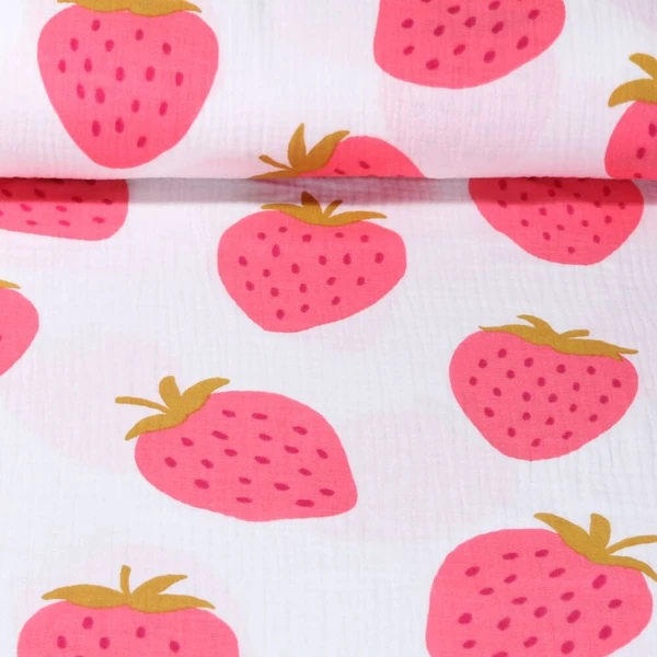 Mousseline - Fraises Blanc