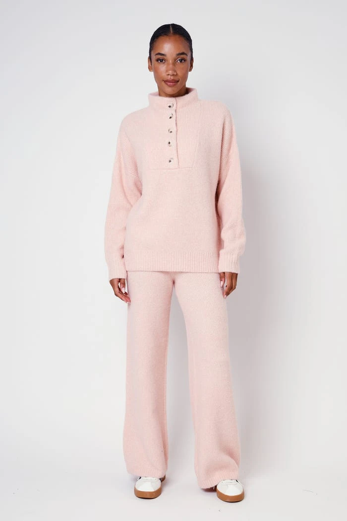 Pantalon loungewear en laine mélangée à structure côtelée