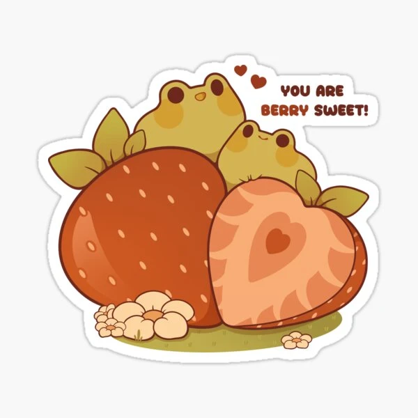 Grenouilles aux fraises sucrées | Sticker