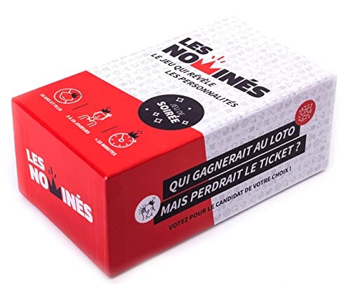 Les Nominés - Le Jeu Qui Révèle Les Personnalités - Jeu de Société pour Animer Soirées et Week-Ends - Jeu de Cartes Adulte et Famille - Drôle, Original et Ambiance - Edition Limite Blanc &amp; Rouge
