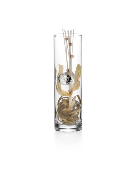 Jarrón de cristal para regalo de bodas de oro y decoración interior