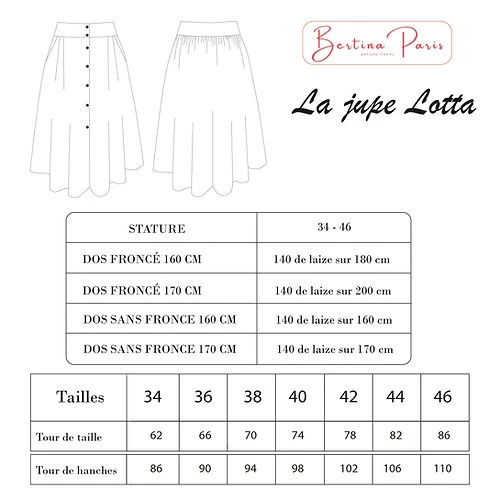 PATRON DE COUTURE JUPE MIDI LOTTA