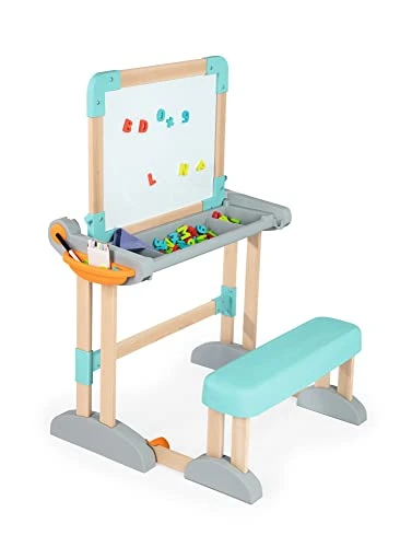 Smoby - Bureau Modulo Space - Transformable en Tableau Double Face - Bois et Plastique - Pliable et Compact - 80 Accessoires Inclus - pour Enfant Dès 3 ans - 420301, Bleu