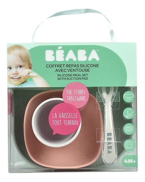 Béaba Set repas 4 pièces silicone Eucalyptus