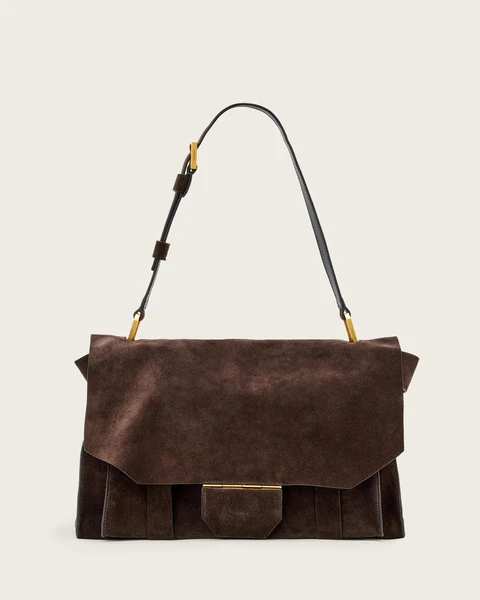 Ursa Suede Satchel Bag Bitter Brown | ALLSAINTS FR