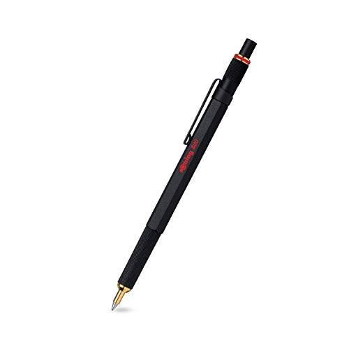 Rotring 800 Stylo Bille, Pointe Moyenne, Encre Bleue ou noire, Corps Noir, Rechargeable