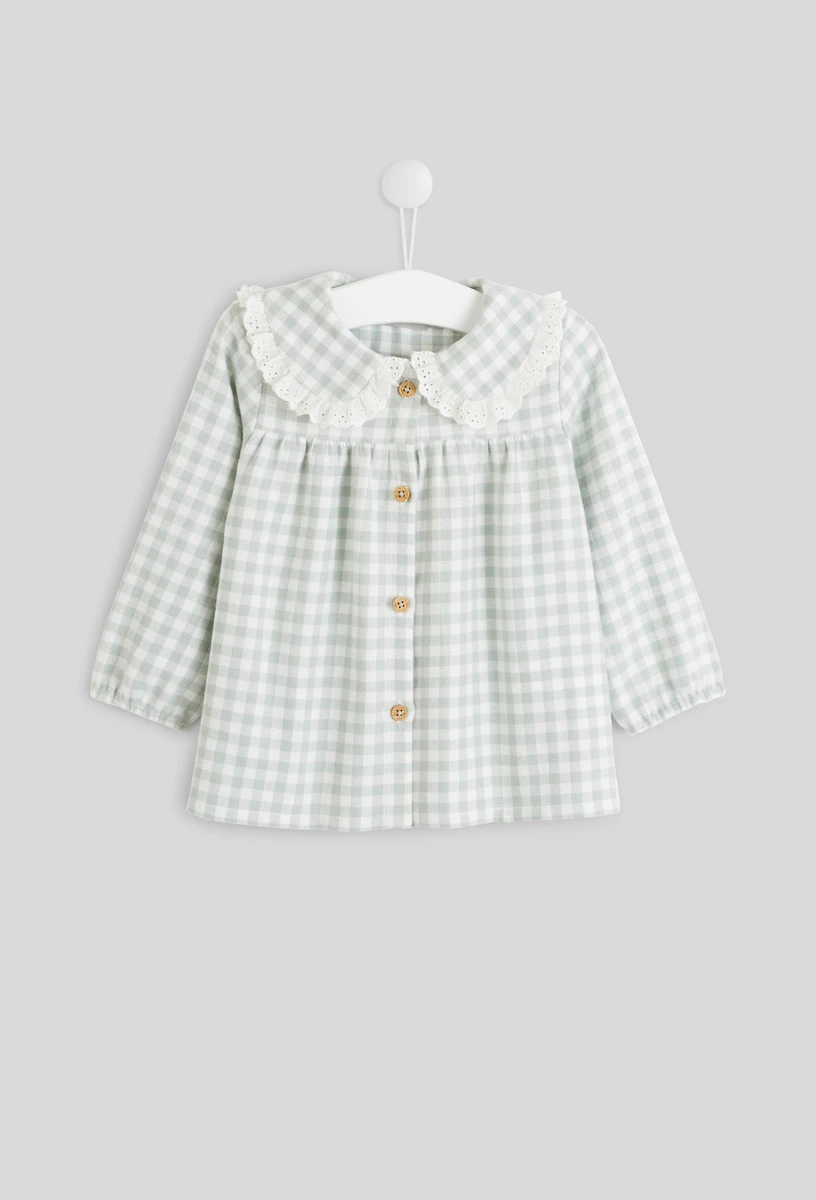 Blouse à col à carreaux en coton BIO GOTS