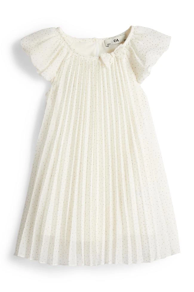 Robe mousseline en finition plissée - effet brillant - festif - à pois