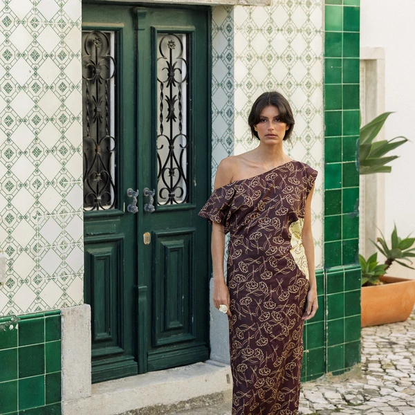 LEONOR dress - BROWN CARNATIONS