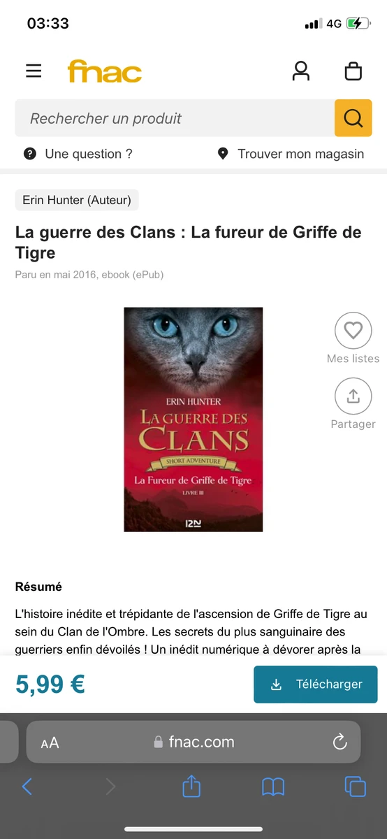 Livre Short Adventure Griffe de Tigre