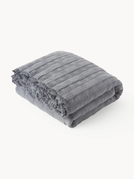 Couvre-lit en mousseline matelassée avec franges Bethany | Westwing