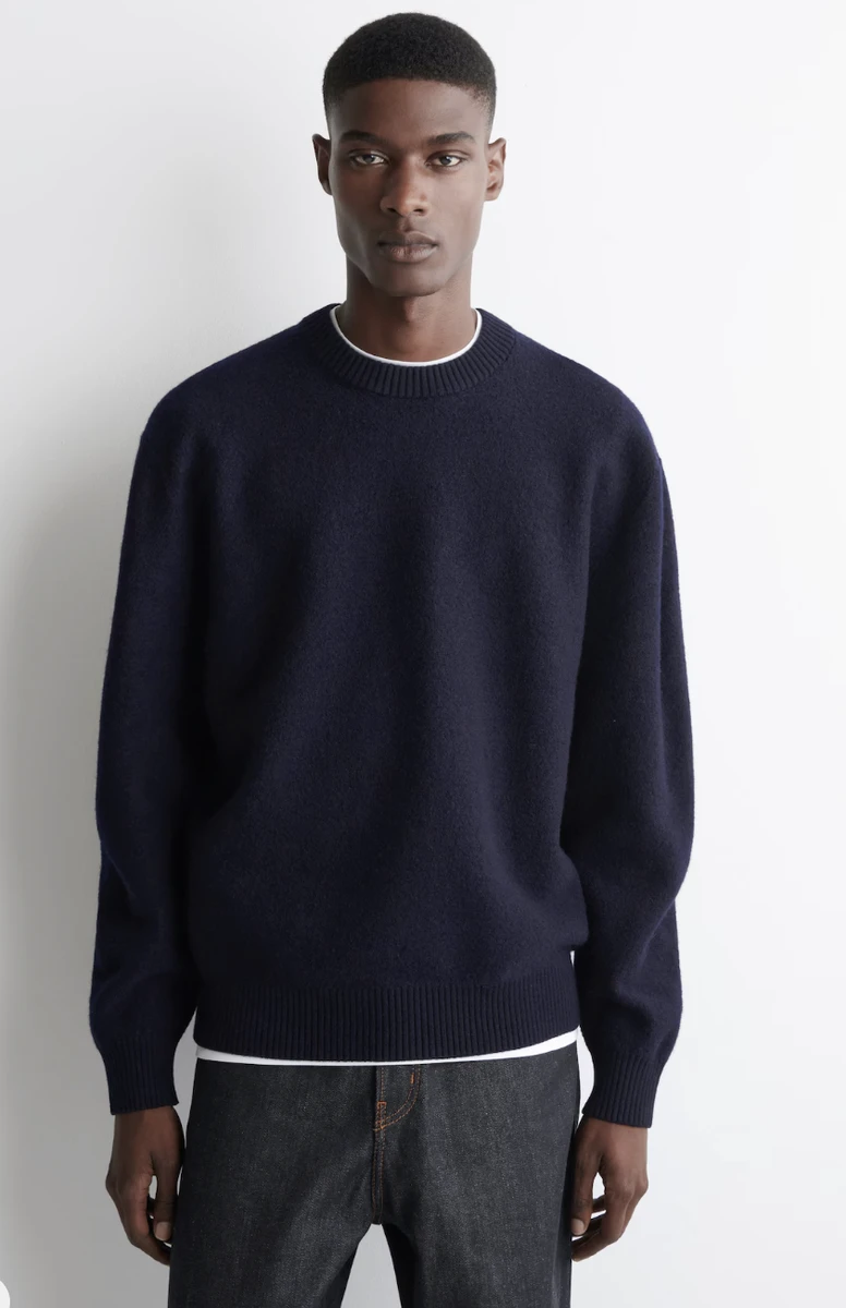 PULL À COL RAS-DU-COU EN LAINE BOUILLIE 