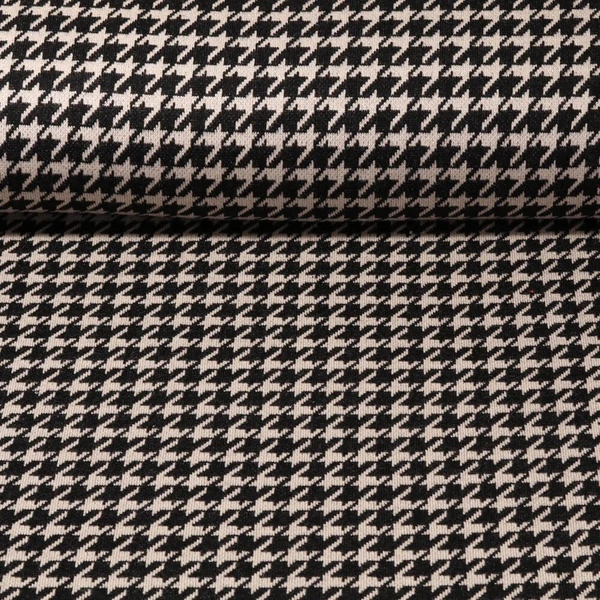 Tricot jersey jacquard - Effet cachemire Pied-de-poule Noir Ecru