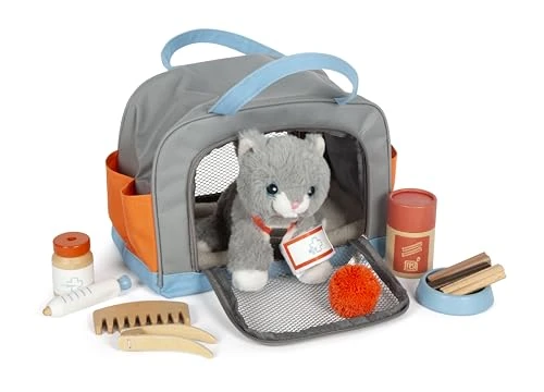 Small Foot Chat avec Sac et Set de Soin, Jouet Animal Domestique, Enfants àpartir de 2 Ans, 12601
