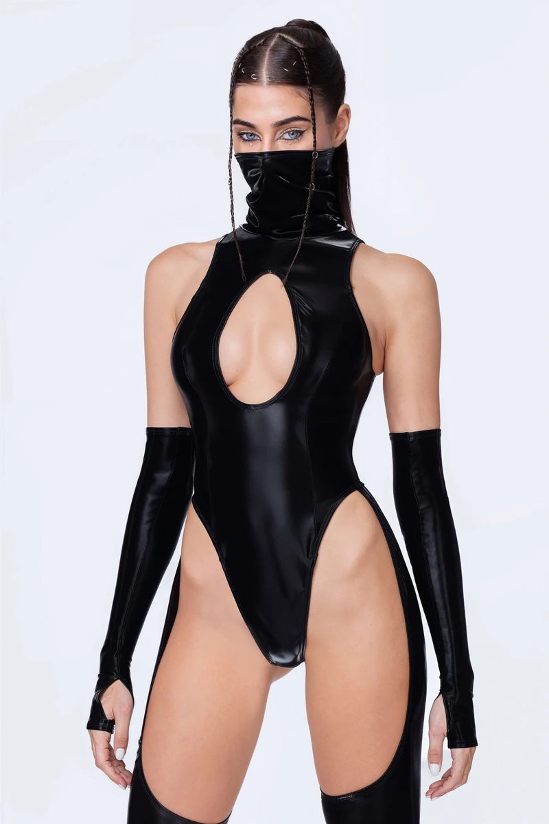 Starved For Glamour Embroidery Cut-Out Catsuit