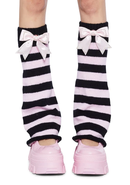 Stripe Leg Warmers- Pink