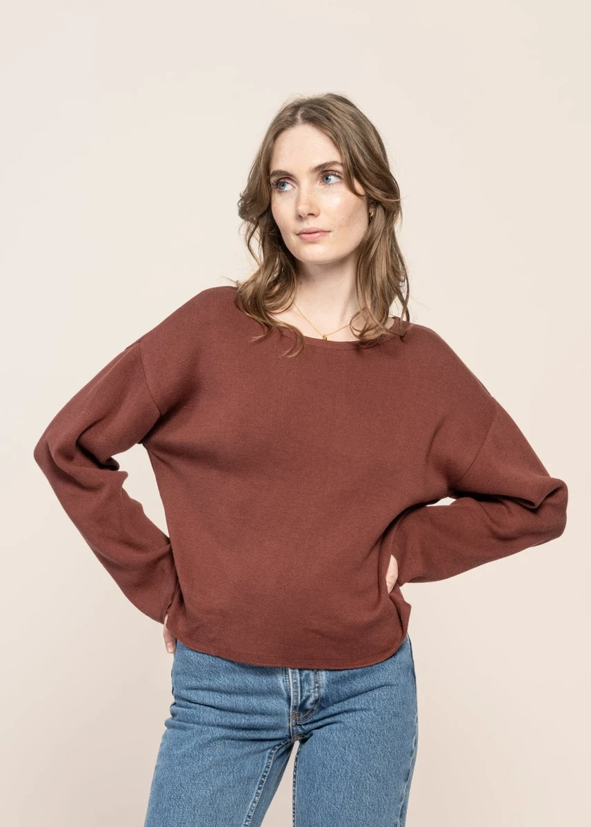 Pull maille légère en coton bio | rouge "williamsburg intense rust" Jan'n June
