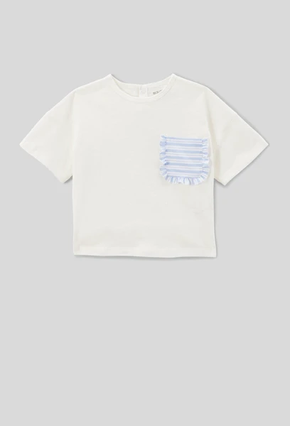 T-shirt manches courtes poche rayée en coton BIO GOTS
