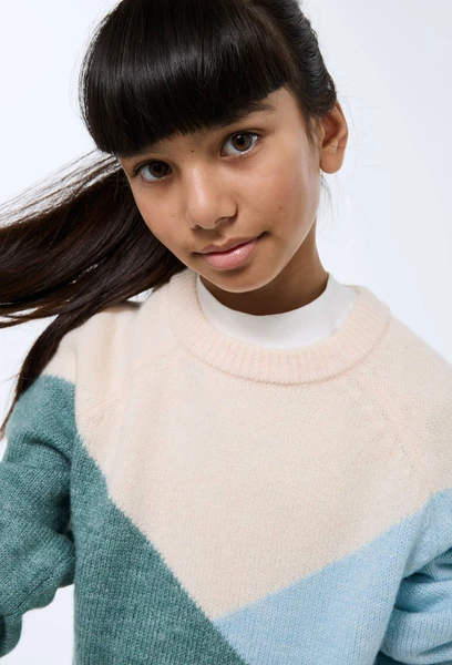 Pull colorblock contenant de la laine