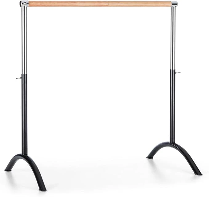 KLAR FIT Bar Lerina - Barre de Danse, Hauteur Entre 70 et 113cm, sans Fixation Murale, 38mm de diamètre, Tubes d'acier, Caoutchouc antidérapant, Pieds Solides