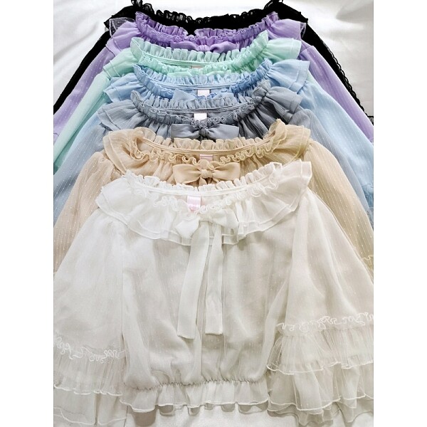 [$19.99]Cheese Cocoa Round Neckline Lolita Blouse Plus Size by Sakurada Fawn