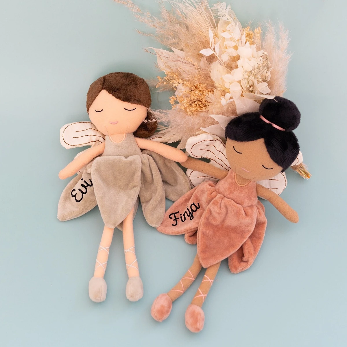 Peluche fée, doudou personnalisé, peluche bébé, fée, cadeau pour la naissance d'une fille, poupée doudou