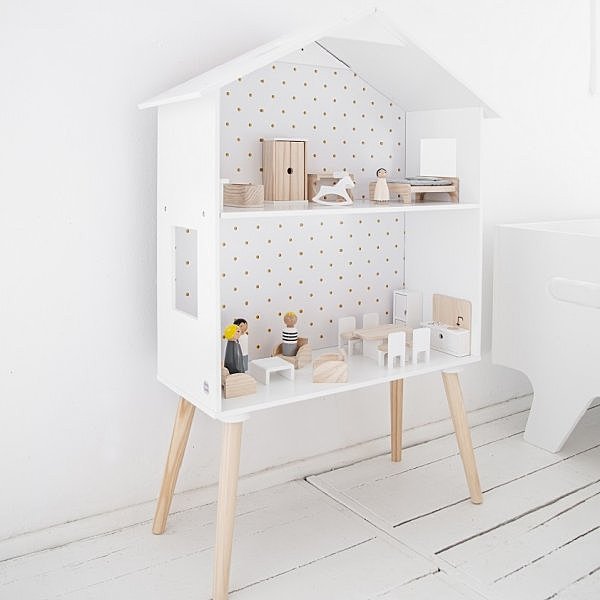 MAISON DE POUPÉE EN BOIS ÉTAGÈRE 100CM (ACCESSOIRES NON INCLUS)