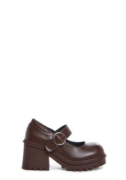 Current Mood Vegan Leather Platform Mary Janes - Brown