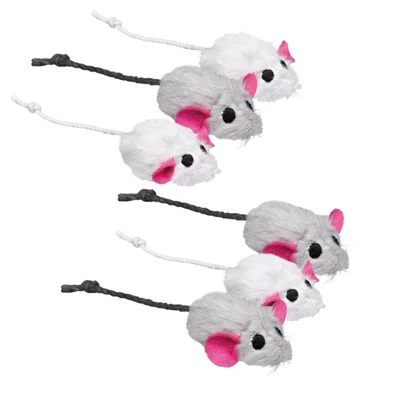 Lot de 6 souris pour chat en peluche Trixie : pas cher ✓