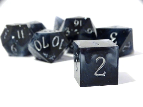 Smoke in The Night - smoky dice, black dice with specks of silver