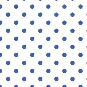 White With Blue Polka Dots - Large Fabric | Spoonflower
