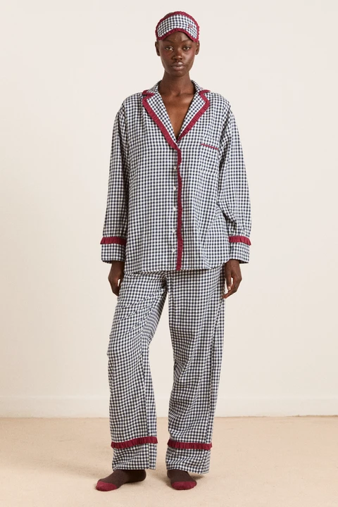 antonia pj set - navy gingham