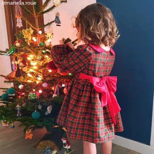 Tissu de Noël tissé teint Tartan vert rouge or