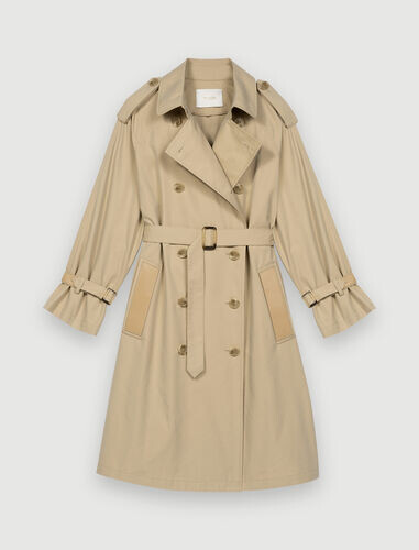 221GRENCH Trench coat ceinturé et patchs de cuir
