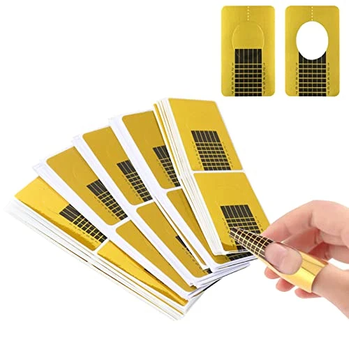 200 Pcs Chablon pour Ongle Gel Construction, Papier Autocollants Modèles Auto-Adhésif, Forme pour UV Extension D'ongle