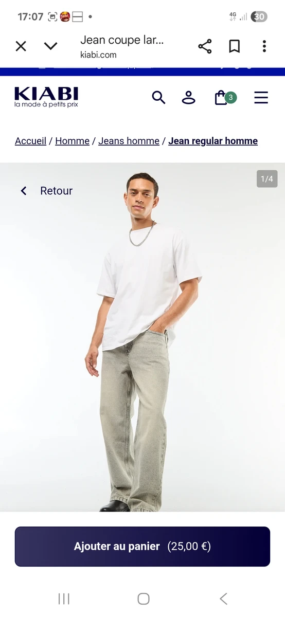 Jean coupe large / wide leg 5 poches - Gris