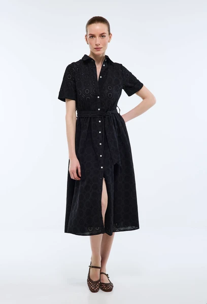 Robe midi broderie anglaise en coton BIO GOTS