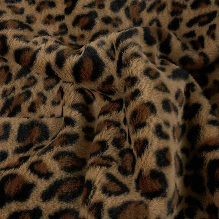 Tissu Fausse fourrure motif léopard - marron | Tissu doux et tendance pour vêtements et décoration