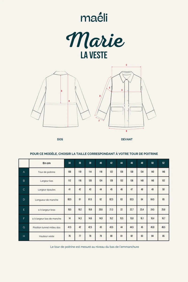 Patron La veste, Marie